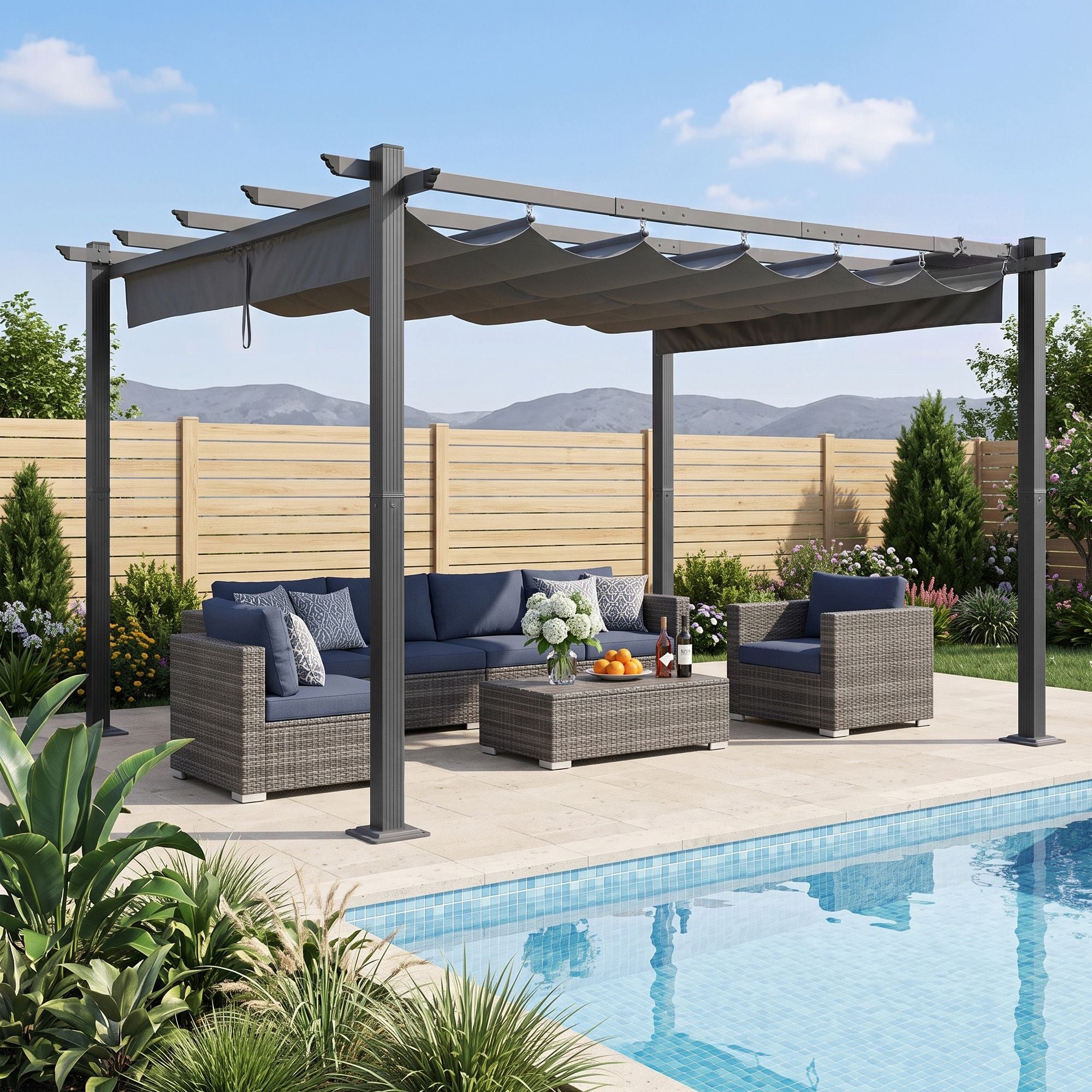 Instahut Gazebo Outdoor Garden Pergola Aluminium Frame Adjustable Canopy 3x4m