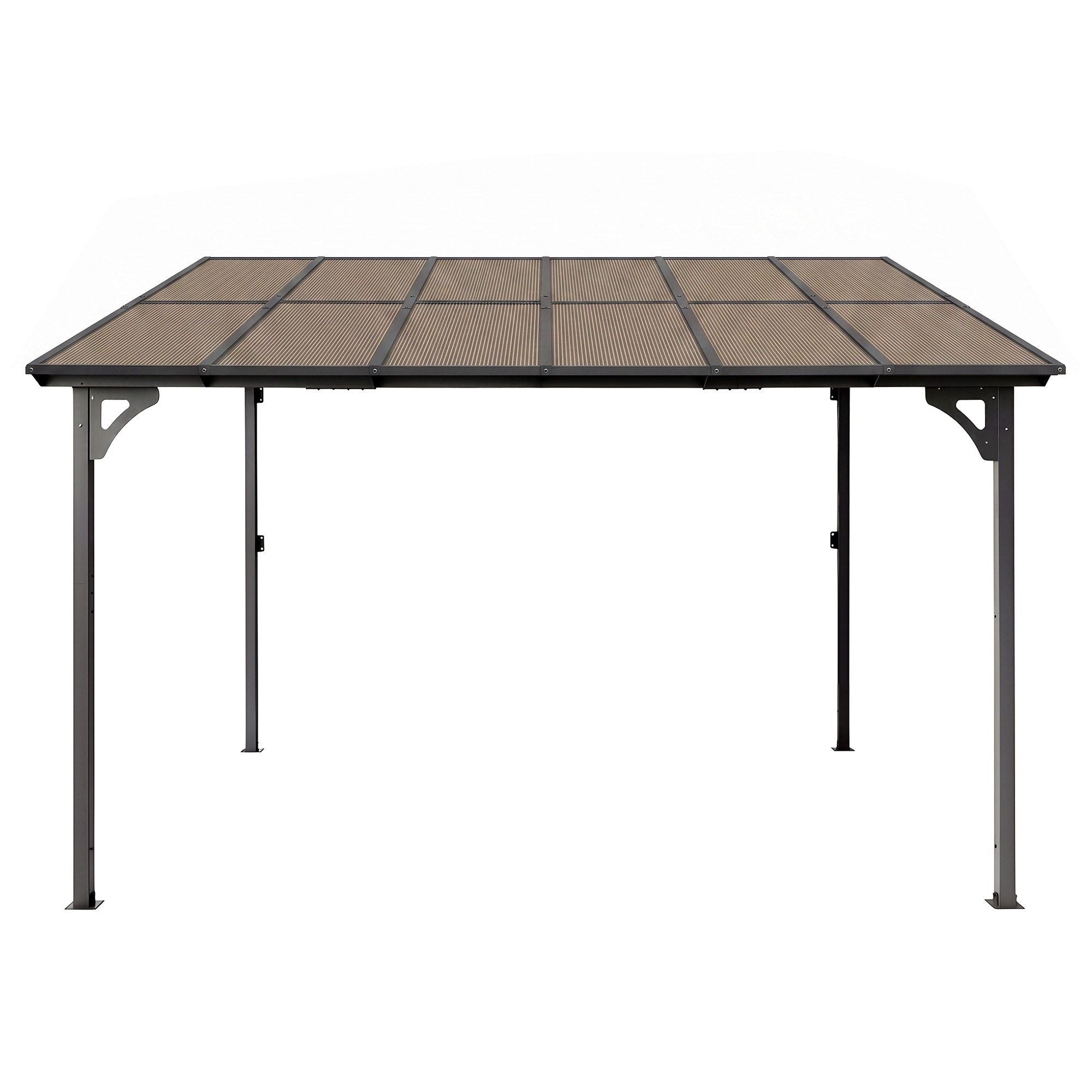 Instahut Gazebo Lean-To Pergola Garden Patio Polycarbonate 356cm X 275cm Brown