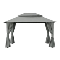 Instahut Gazebo 3x4m Canopy Outdoor Steel Frame Patio Tent Curtains Marquee Grey