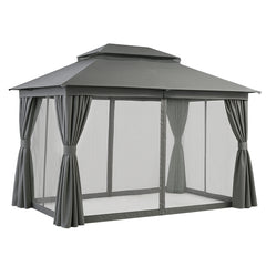 Instahut Gazebo 3x4m Canopy Outdoor Steel Frame Patio Tent Curtains Marquee Grey