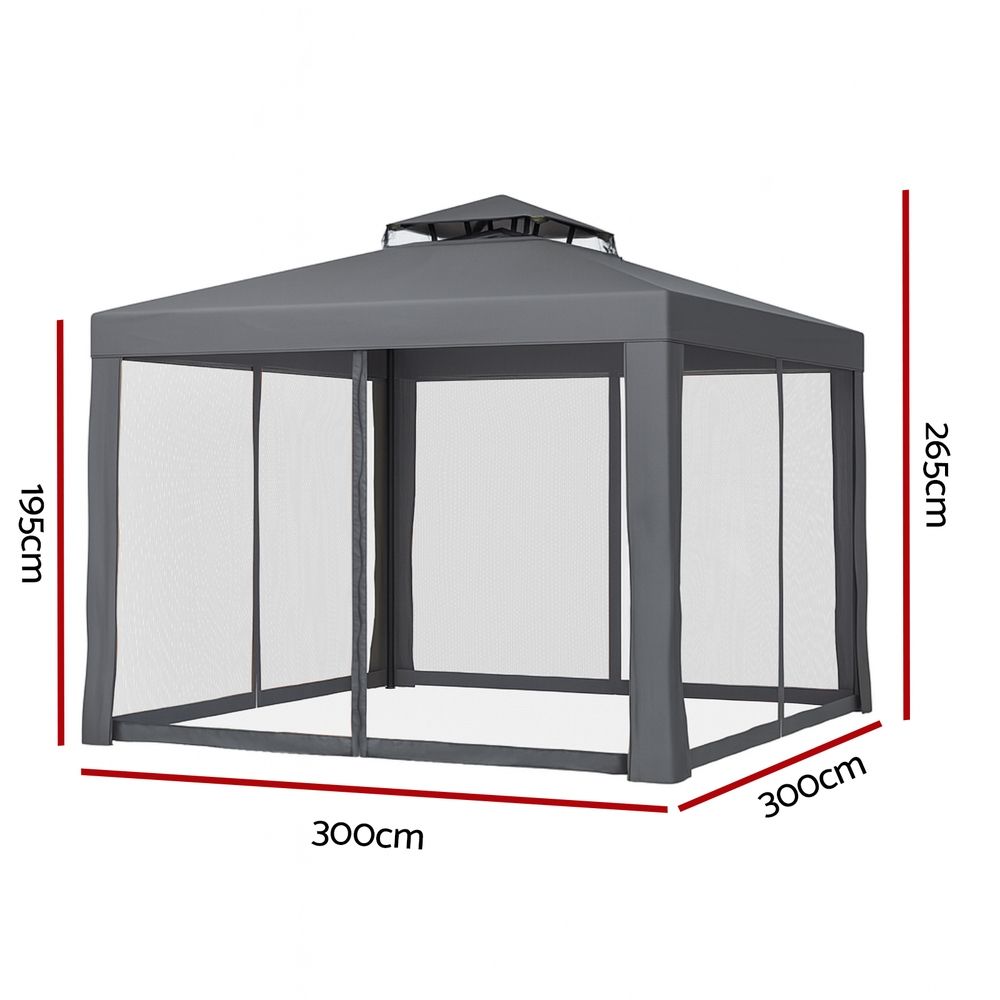 Instahut Gazebo Marquee 3m Outdoor Event Tent Camping Party Mesh Wall Canopy