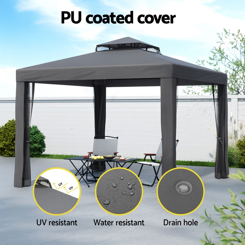 Instahut Gazebo Marquee 3m Outdoor Event Tent Camping Party Mesh Wall Canopy