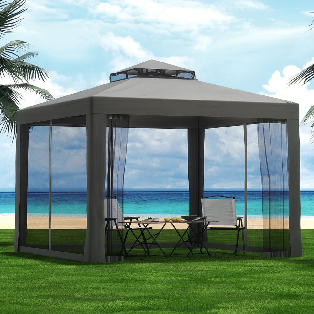 Instahut Gazebo Marquee 3m Outdoor Event Tent Camping Party Mesh Wall Canopy