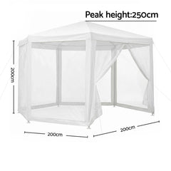 Instahut Gazebo?2x2m Marquee Wedding Party Tent Outdoor Camping Mesh Wall Canopy Shade Gazebos Navy