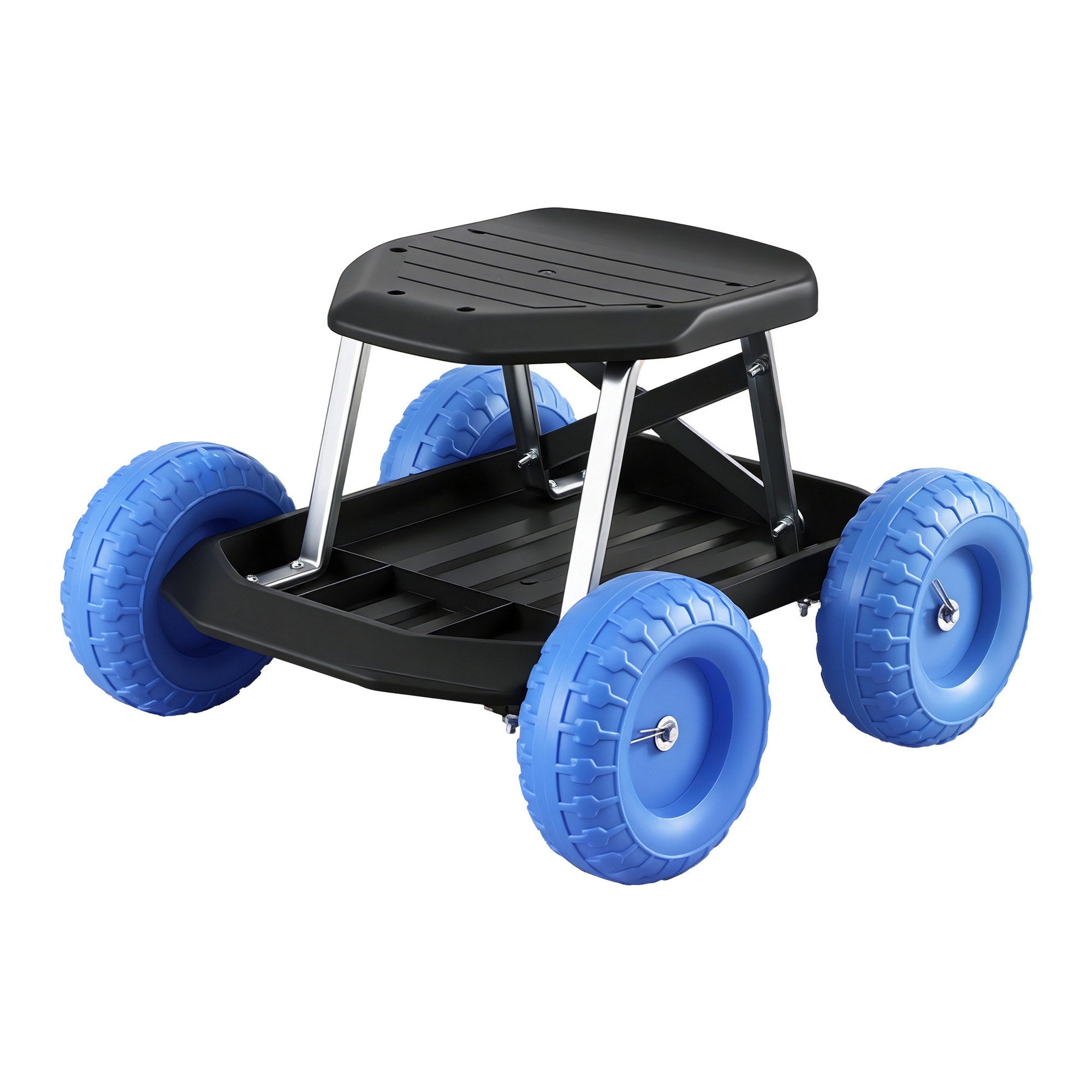 Gardeon Garden Cart Seat with Wheels, Rolling Work Stool with Tool Storage Tray, 440lbs (200kg) Heavy Duty Capacity Garden Stool for Outdoor Yard Work