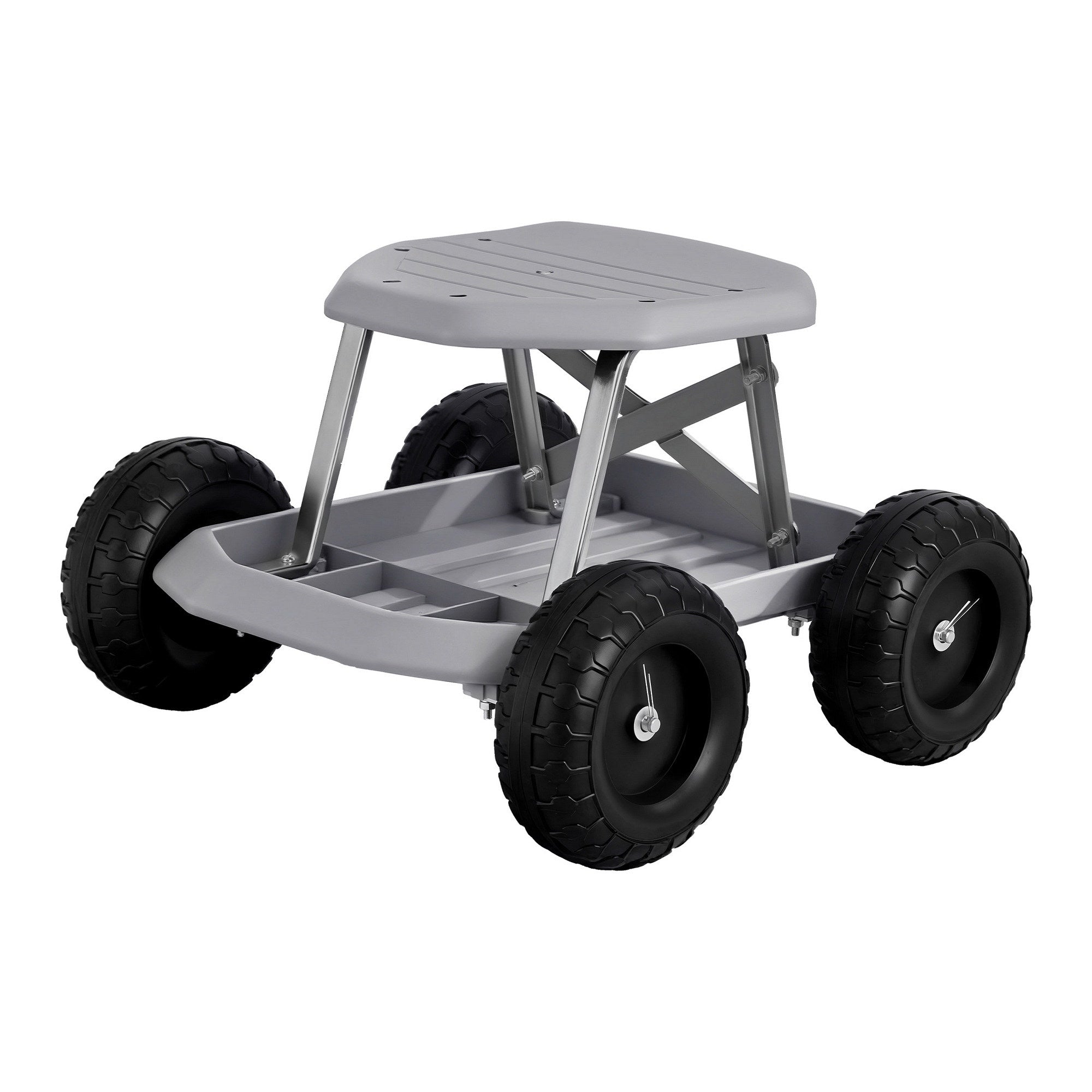 Gardeon Garden Cart Seat with Wheels, Rolling Work Stool with Tool Storage Tray, 440lbs (200kg) Heavy Duty Capacity Garden Stool for Outdoor Yard Work