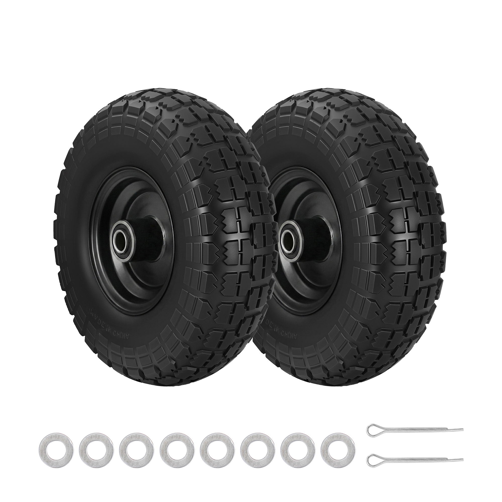 Gardeon 2pcs, 4.10/3.50-4 Tire And Wheel Flat Free, 26cm Solid Rubber Tires with 5/8 Axle Bore Hole And Double Sealed Bearings, Perfect for Wheelbarro