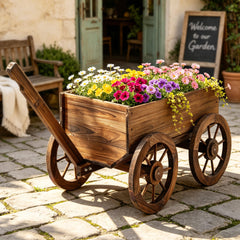 Gardeon Wooden Planter Cart Garden Decor Plant Stand Fir Wood Flower Wagon