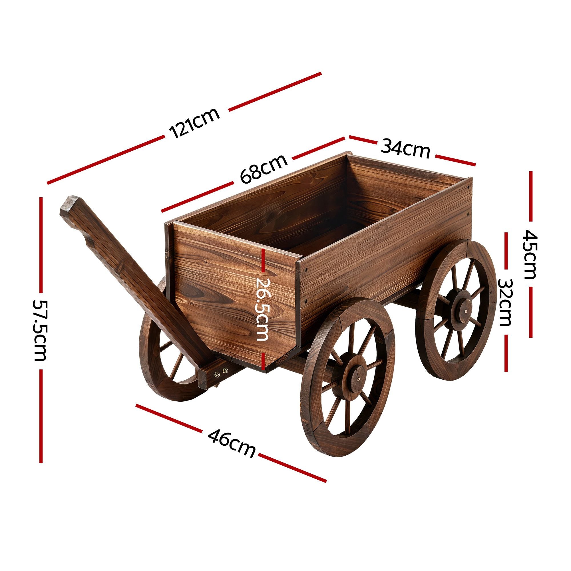 Gardeon Wooden Planter Cart Garden Decor Plant Stand Fir Wood Flower Wagon