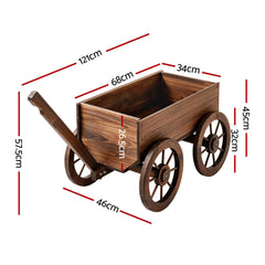 Gardeon Wooden Planter Cart Garden Decor Plant Stand Fir Wood Flower Wagon