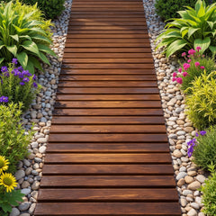 Gardeon 8FT Wooden Garden Pathway Roll-Out Straight Walkway Outdoor Backyard Charcoal Brown