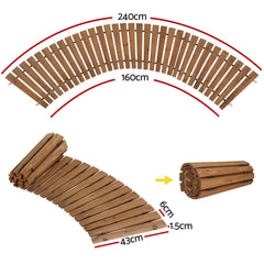 Gardeon 8FT Wooden Garden Pathway Roll-Out Curved Walkway Outdoor Backyard Brown