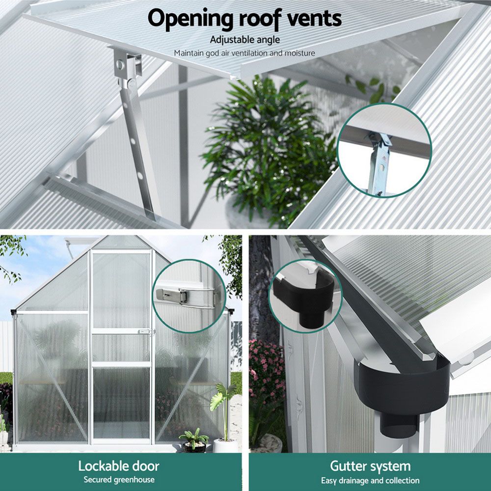 Green Fingers Greenhouse Aluminium Polycarbonate Premium Garden Storage Shed