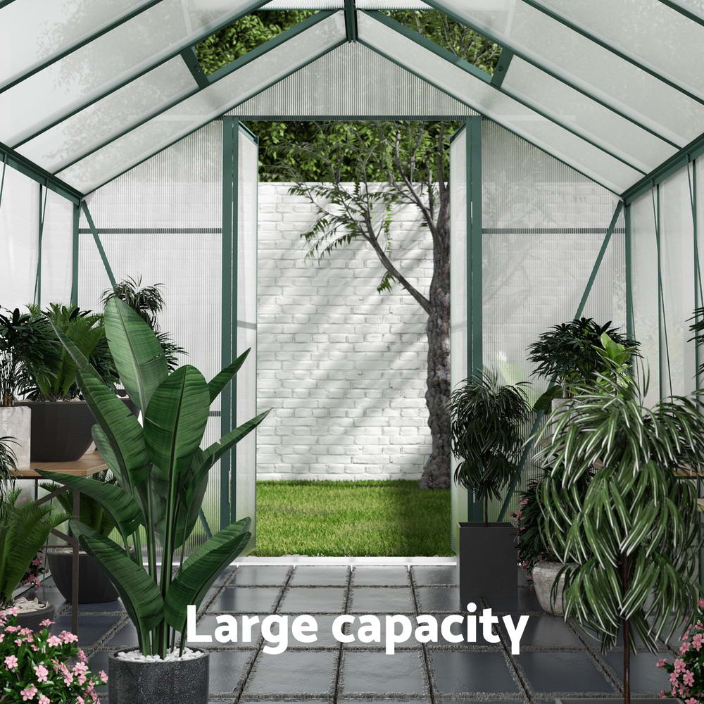 Green Fingers Greenhouse 6.3x2.44x2.1M Aluminium Polycarbonate Green House