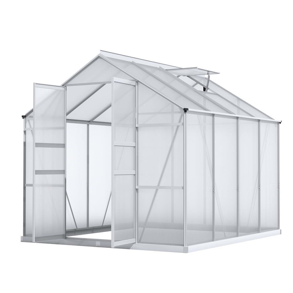 Green Fingers Greenhouse 2.42x2.5x2.26M Aluminium Double Doors Green House