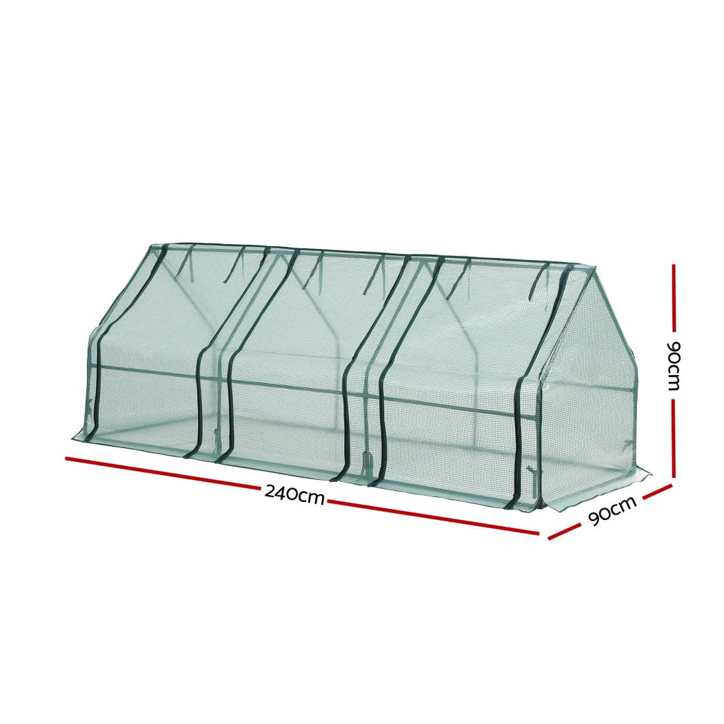 Green Fingers Mini Greenhouse 240x90x90cm Steel Frame PE Outdoor Free Delivery