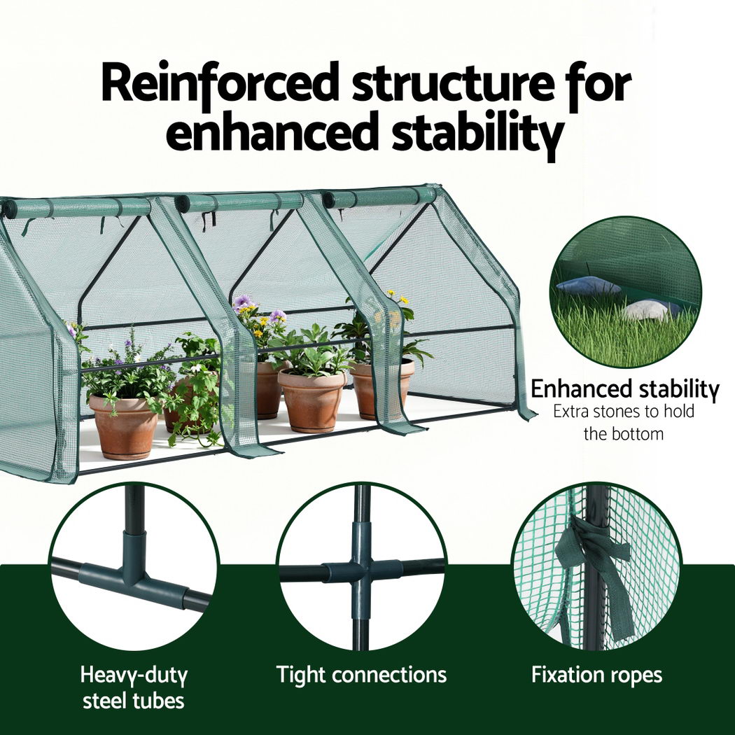 Green Fingers Mini Greenhouse 240x90x90cm Steel Frame PE Outdoor Free Delivery