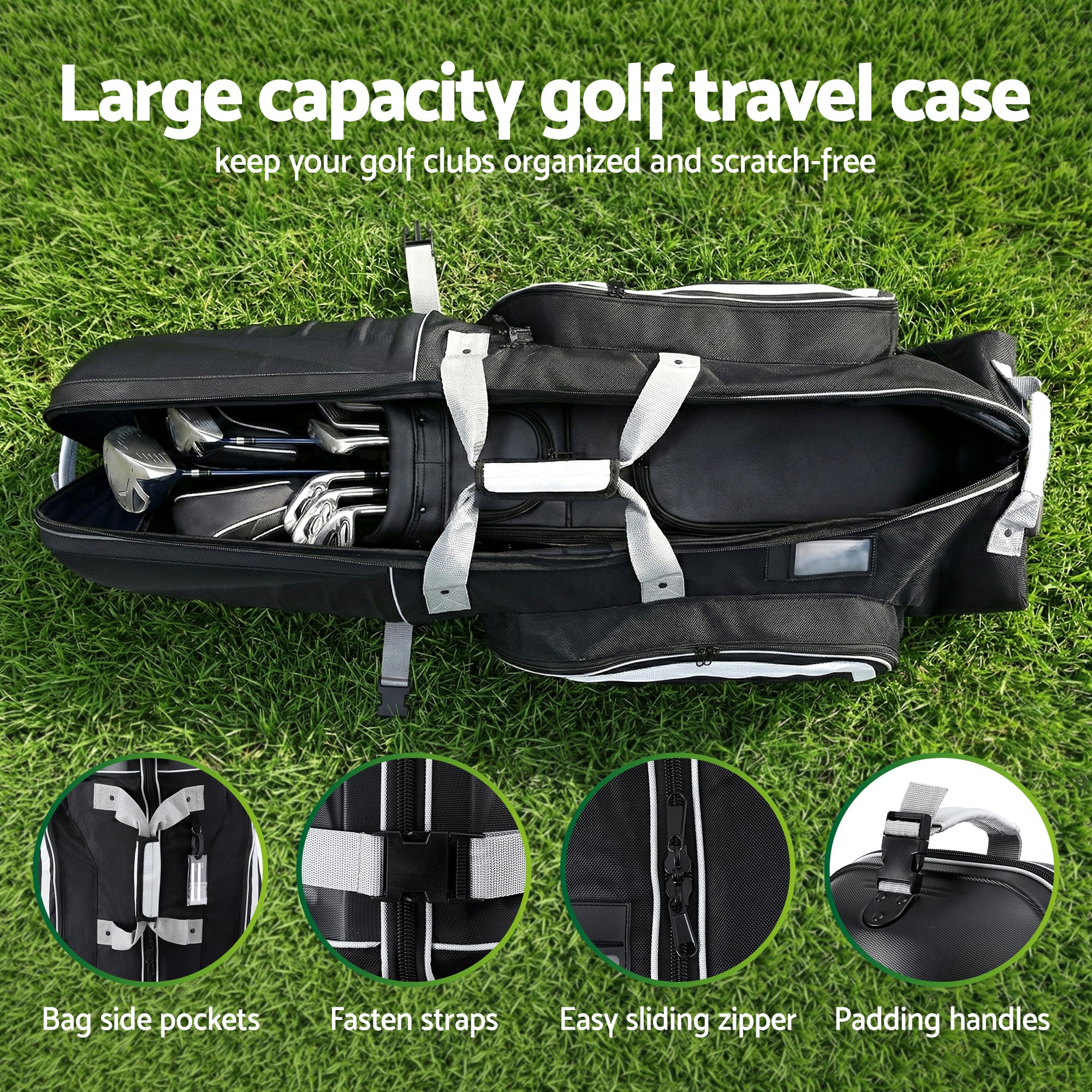 Everfit Golf Travel Bags for Airlines with Wheels Golf Clubs Hard Case Foldable - Free Delivery