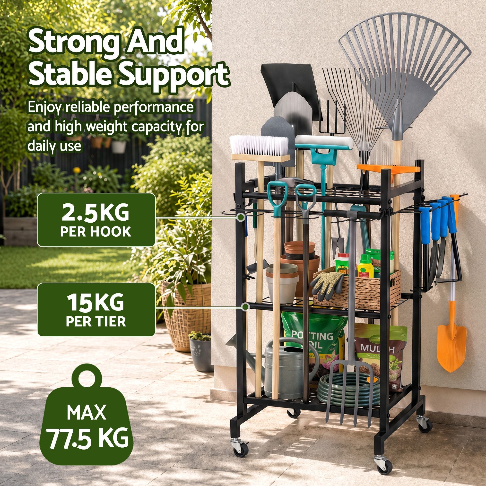 Gardeon Garden Tool Organizer with Wheels Heavy Duty Garage Yard Storage Cart