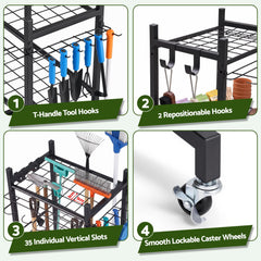 Gardeon Garden Tool Organizer with Wheels Heavy Duty Garage Yard Storage Cart
