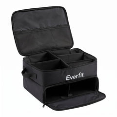 Everfit Golf Trunk Organizer for Car, 2-Tier Golf Storage Bag with Ventilated Shoe Compartment Black