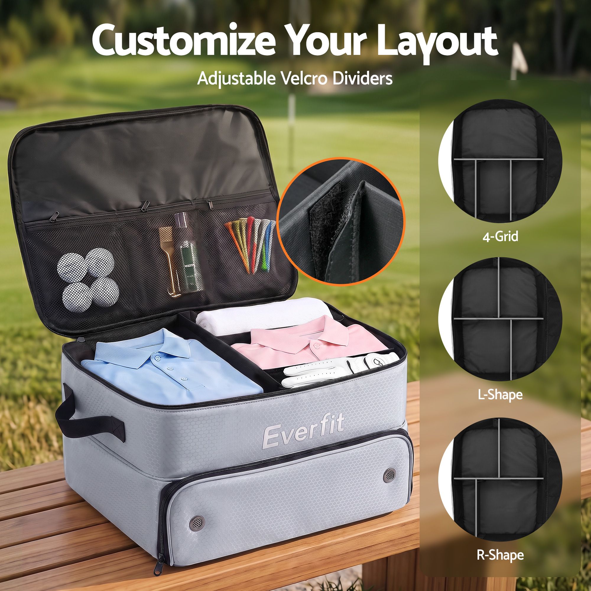 Everfit Golf Trunk Organizer for Car, 2-Tier Golf Storage Bag with Ventilated