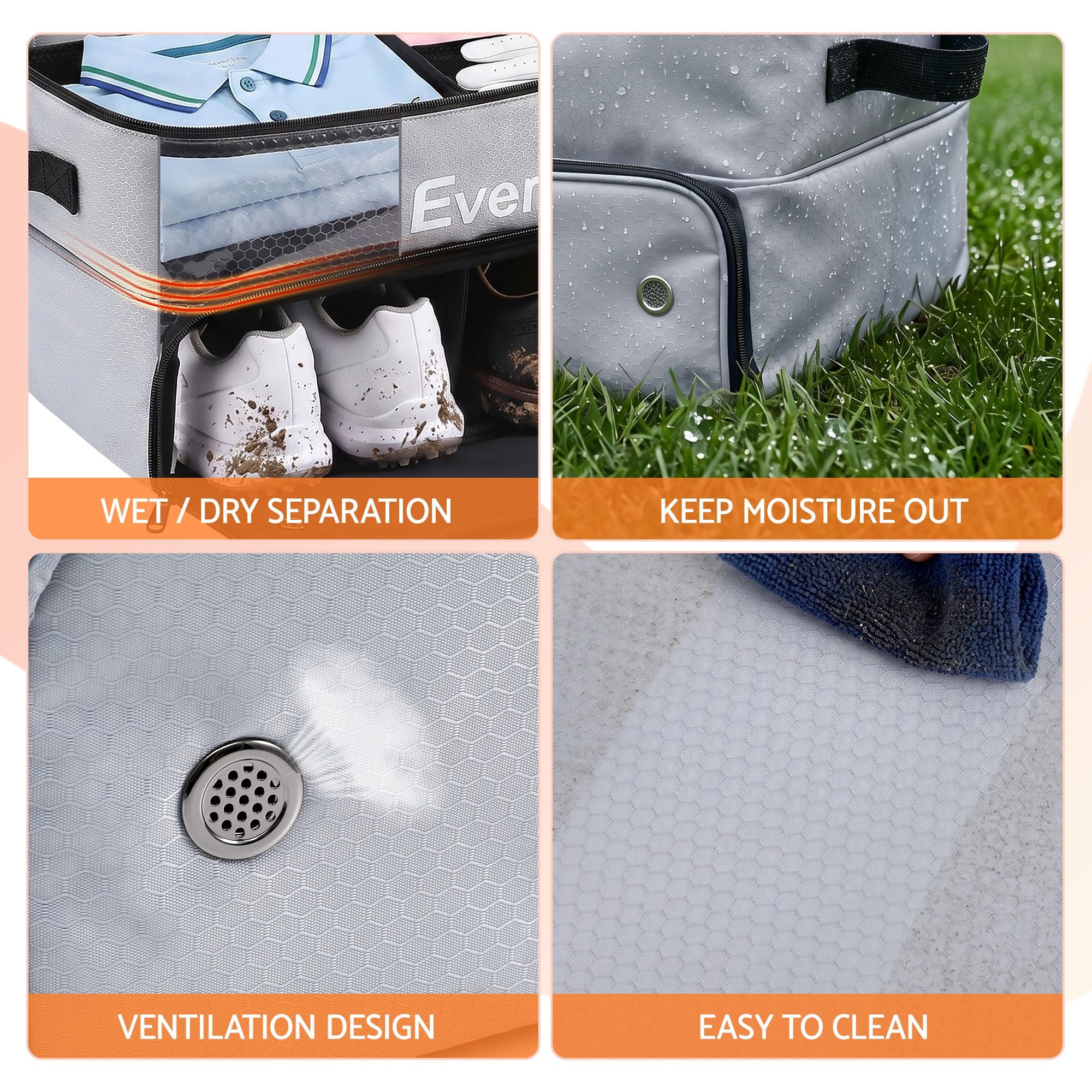 Everfit Golf Trunk Organizer for Car, 2-Tier Golf Storage Bag with Ventilated
