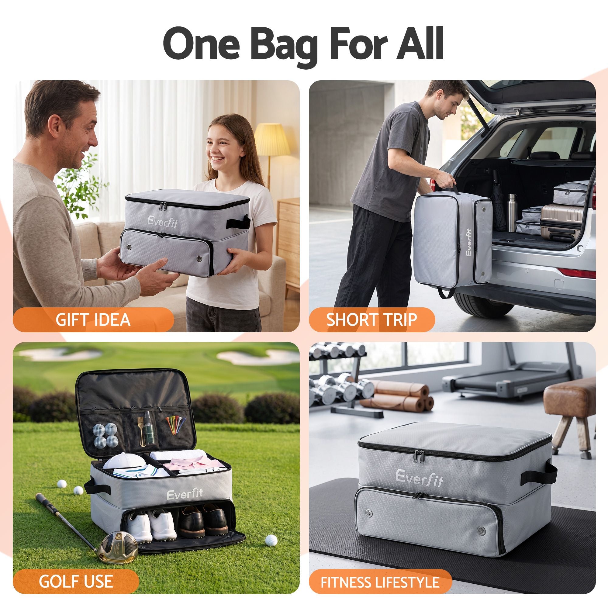 Everfit Golf Trunk Organizer for Car, 2-Tier Golf Storage Bag with Ventilated
