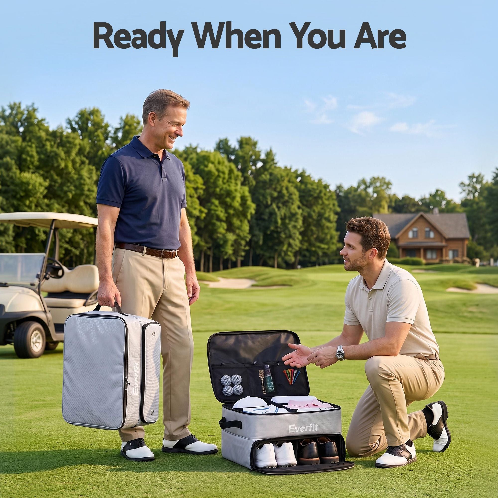 Everfit Golf Trunk Organizer for Car, 2-Tier Golf Storage Bag with Ventilated