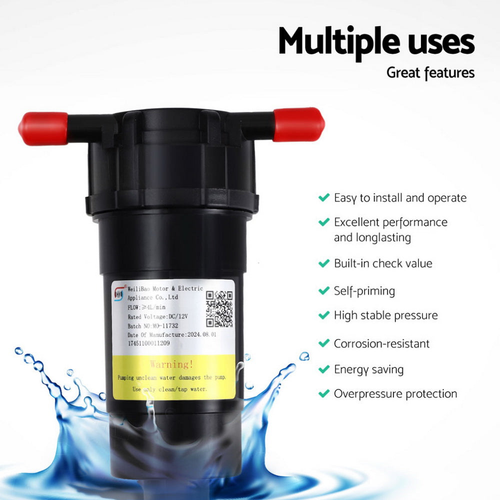 Devanti Water Pump 12V Pressure Shower 4L/Min Free Delivery