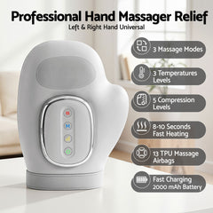 Livemor Hand Massager with Heat and Compression for Arthritis Carpal Tunnel | Large Hand Chamber Fits Left or Right Hand, with 5 Compression Levels, 3 Modes, and 3 Heat Levels, Gift for Women Men