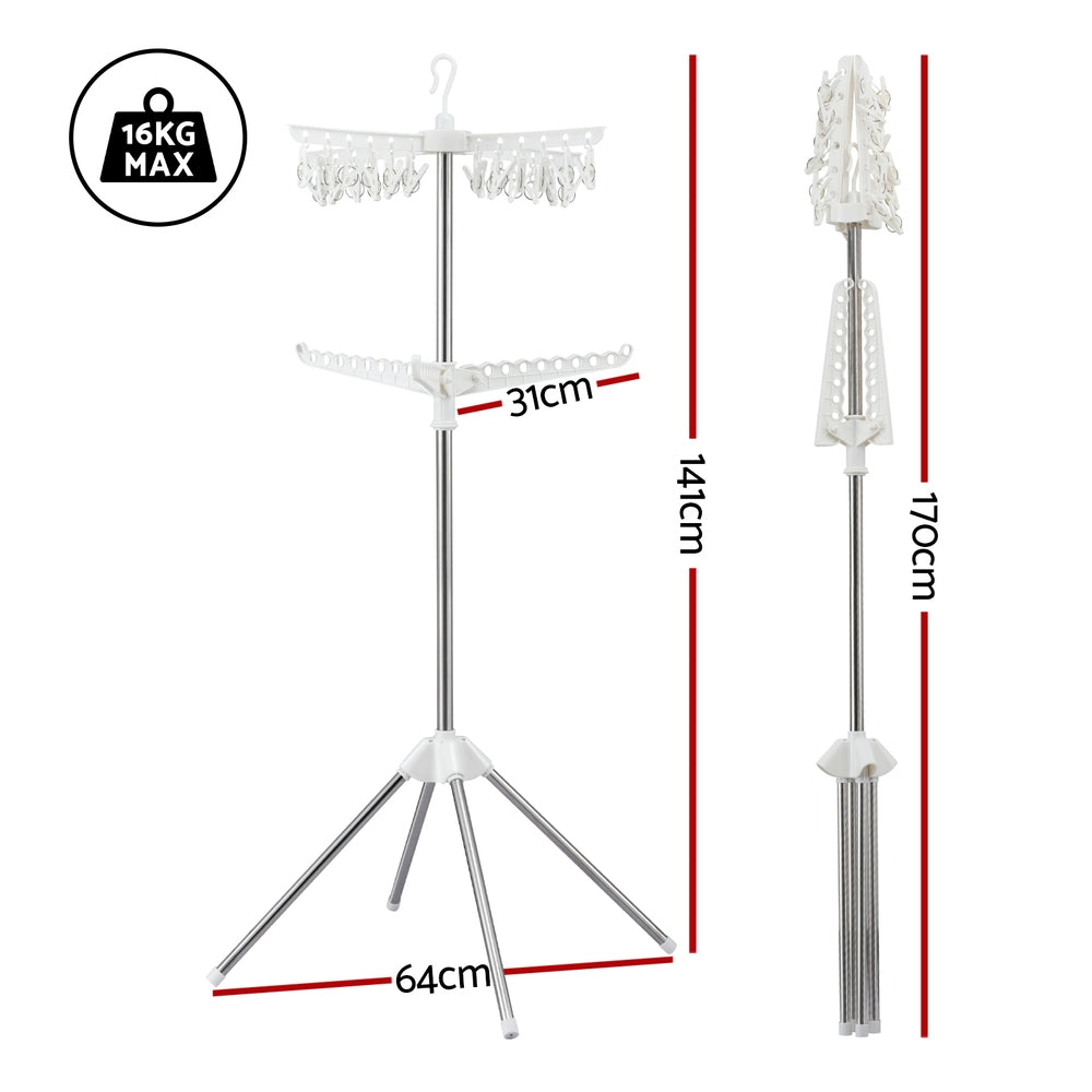 Artiss Clothes Rack Airer 2 Tier Rotatable Hanger Foldable - Free Delivery