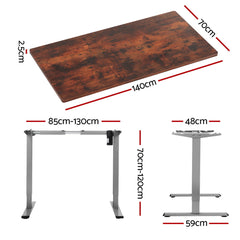 Artiss Standing Desk Motorised 140CM Rustic Brown