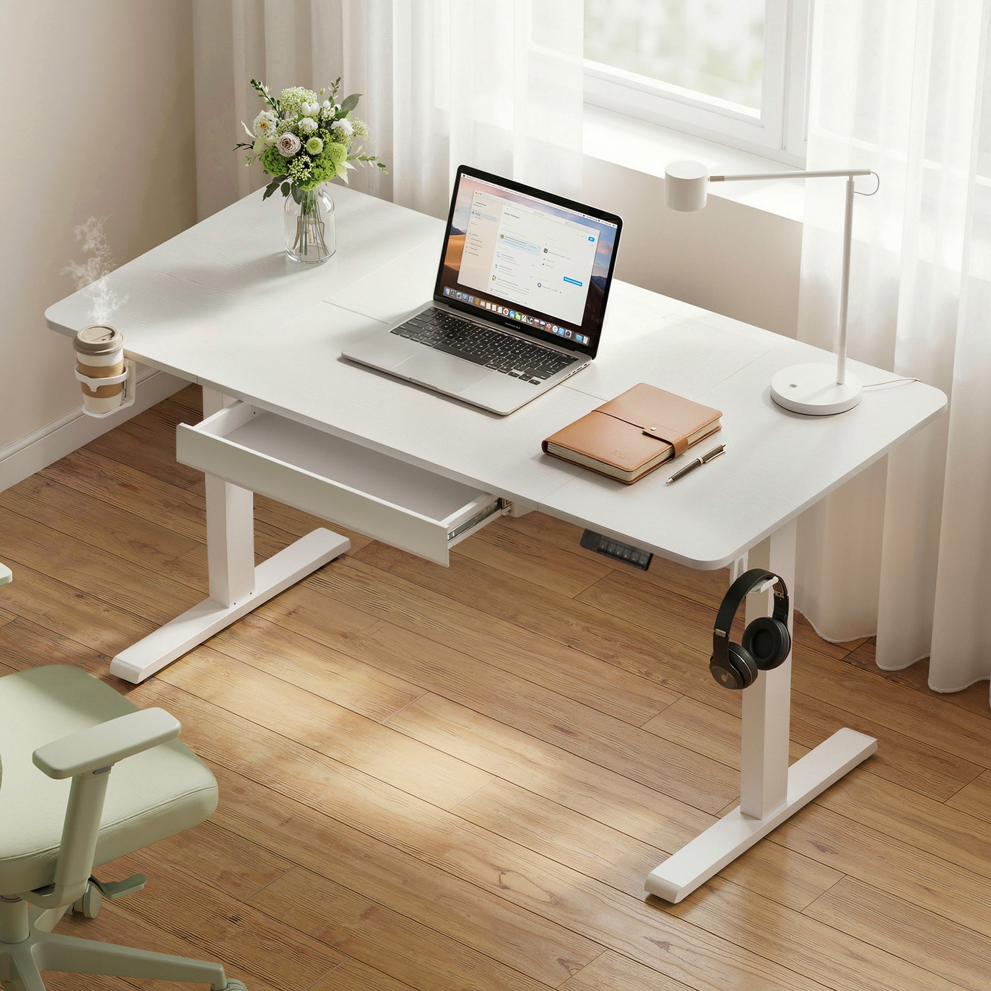 Artiss Electric Standing Desk 140cm Adjustable Height Motorised Home Office Desk Drawer
