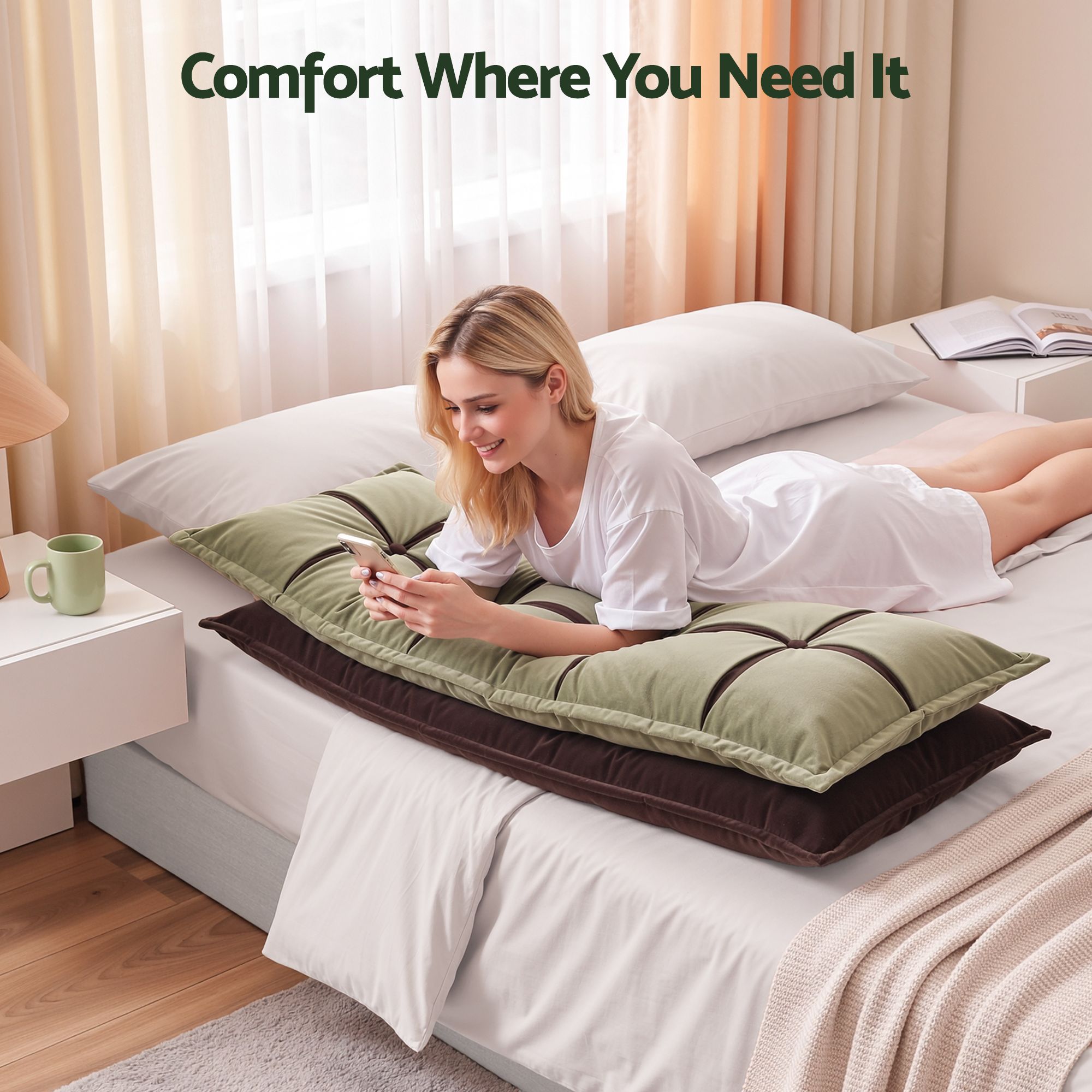 Giselle Bedding Headboard Pillow with Double-Layer Storage Wedge Reading