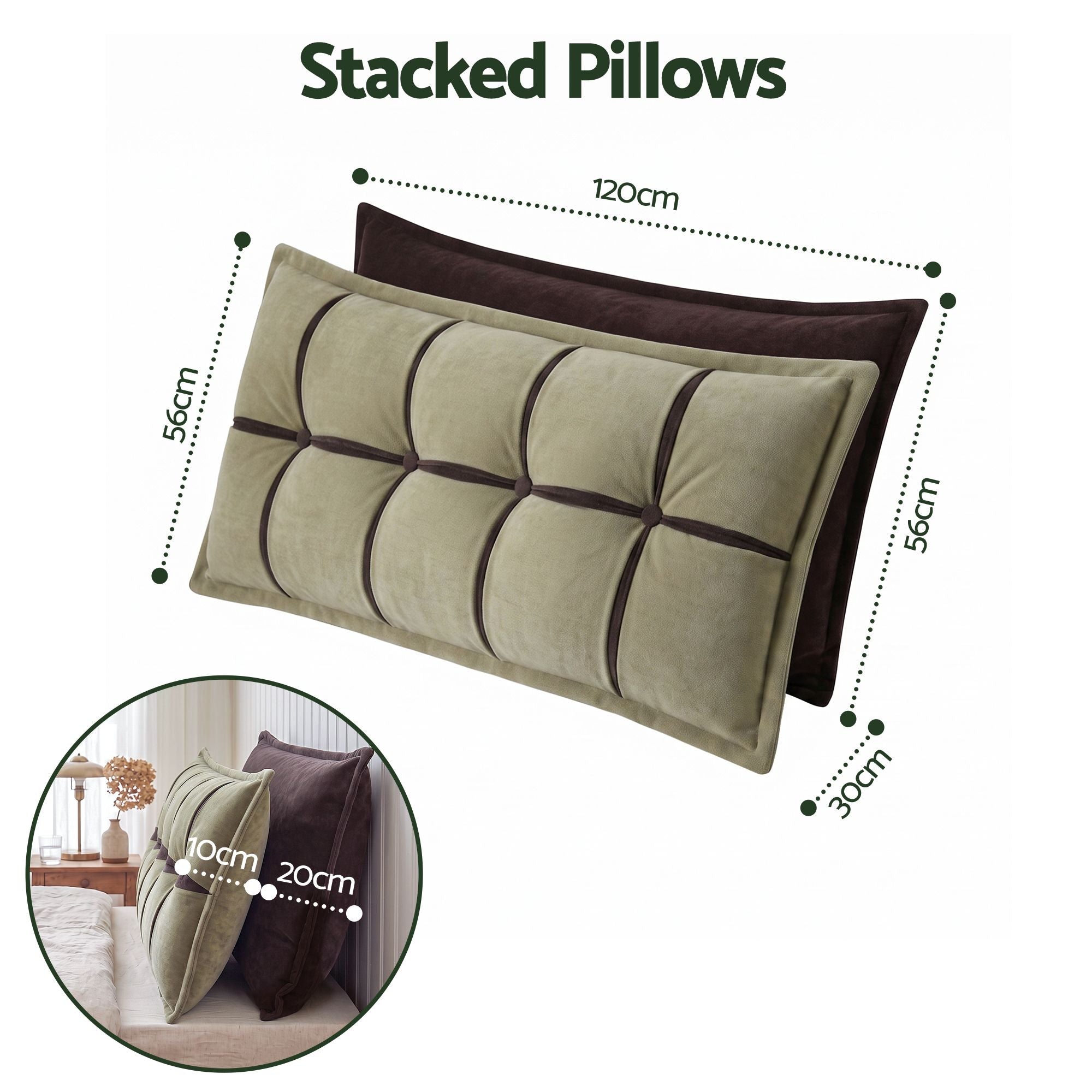 Giselle Bedding Headboard Pillow with Double-Layer Storage Wedge Reading