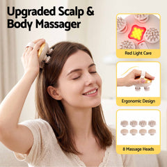 Livemor Scalp Massager Kneading Head Massager Scalp Stress Relax Portable Rechargeable Hair Massager Shower Massage Cat Massager Scratcher, Gift for Mom Dad