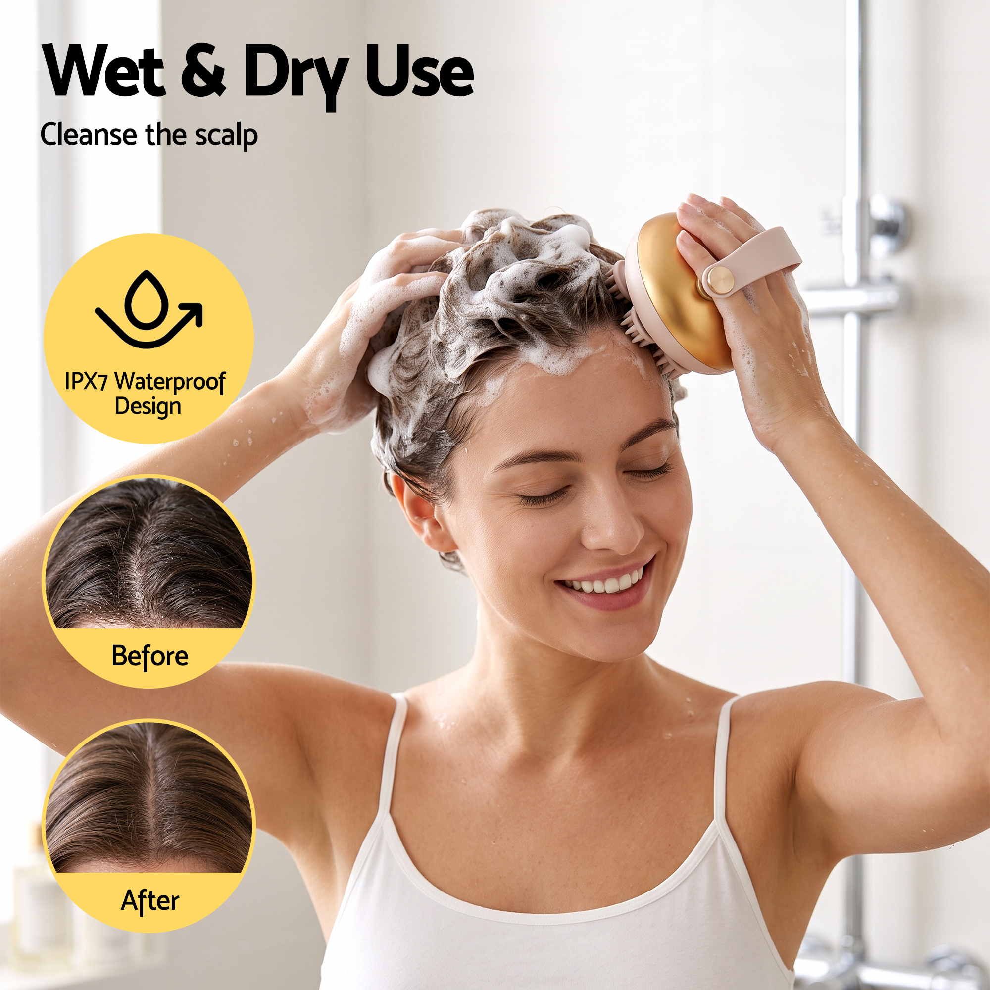 Livemor Scalp Massager Kneading Head Massager Scalp Stress Relax Portable Rechargeable Hair Massager Shower Massage Cat Massager Scratcher, Gift for Mom Dad
