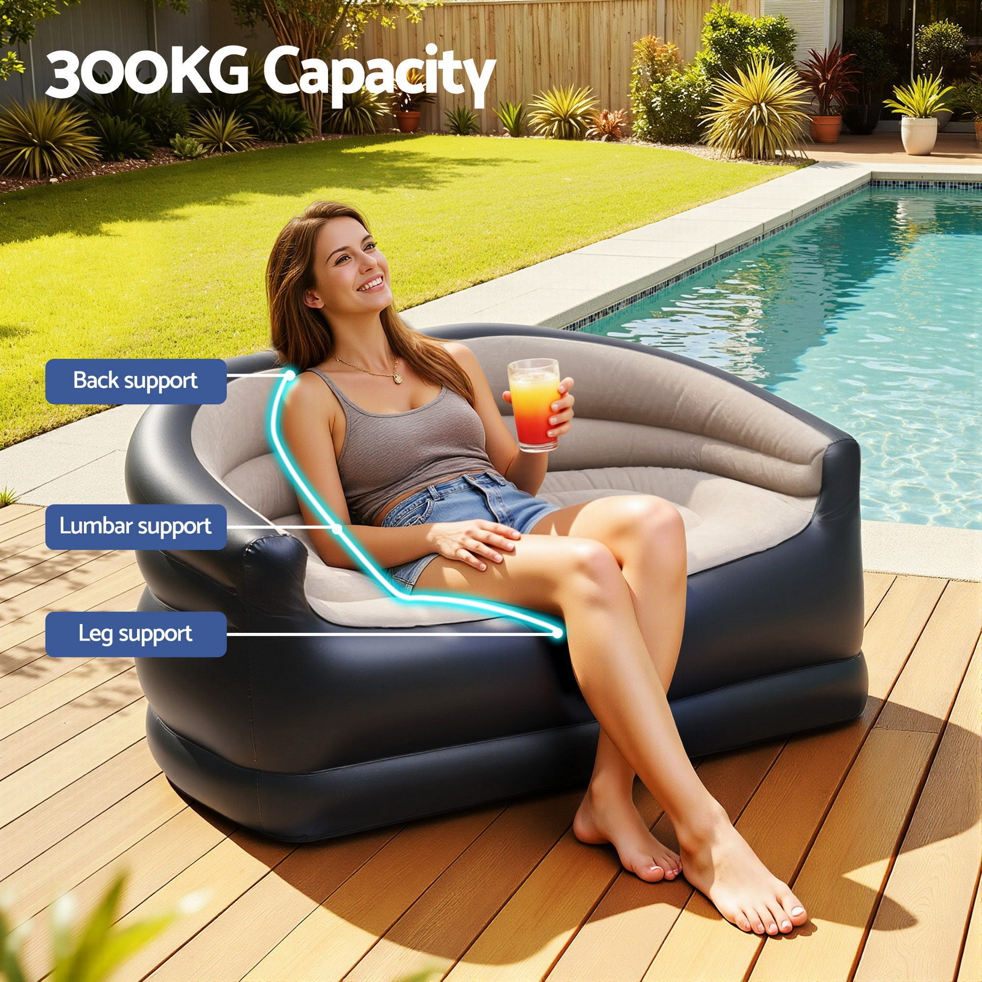Gardeon Outdoor Air Sofa Inflatable Couch Two-Seater Free Delivery