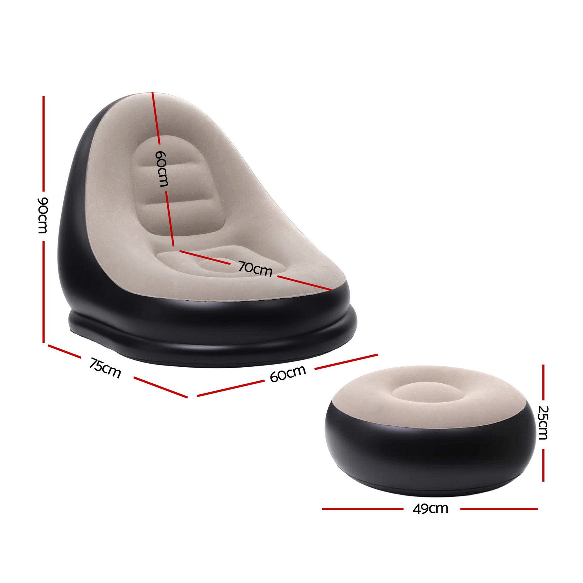 Gardeon Inflatable Chair Ottoman Air Sofa Blow Outdoor Free Delivery