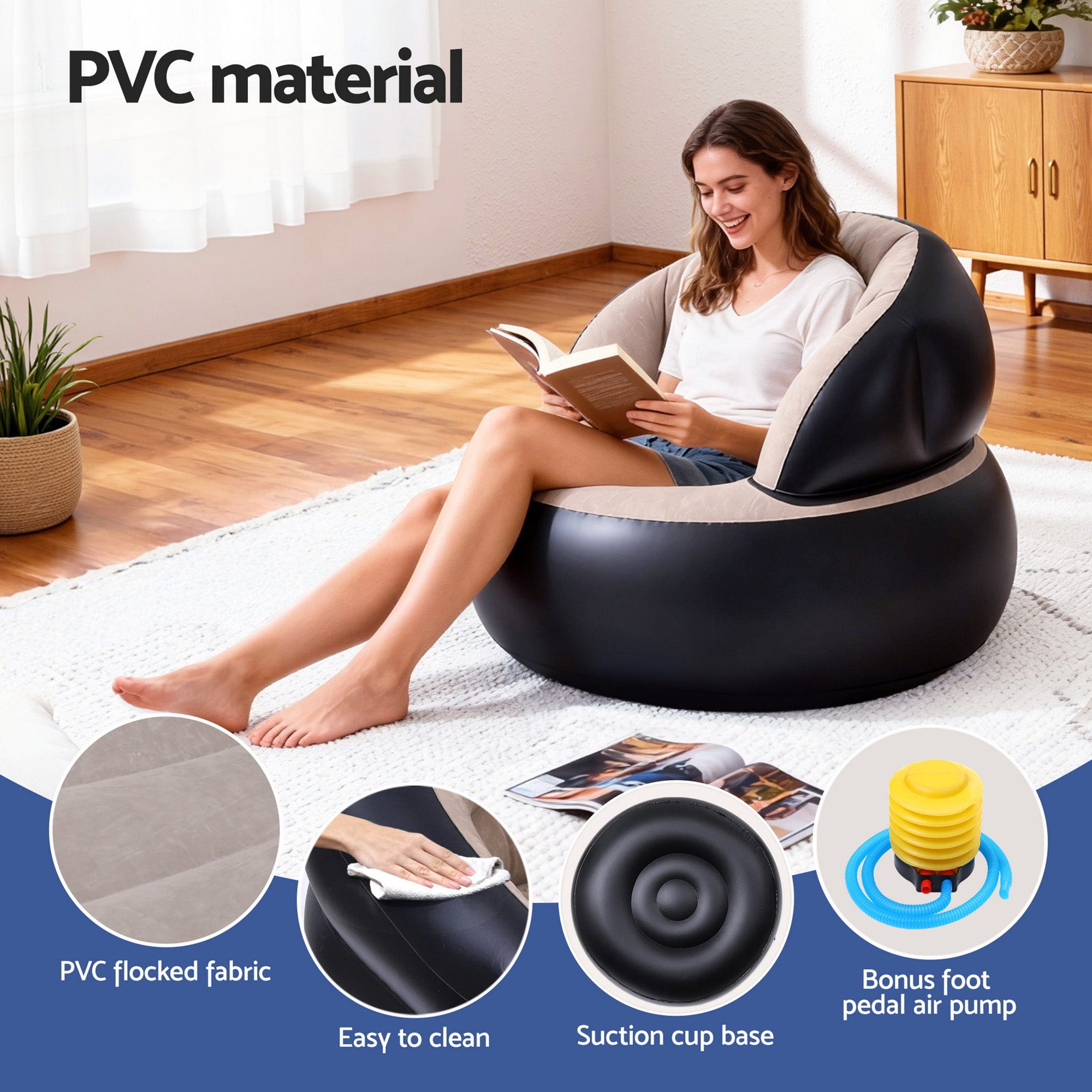 Gardeon Inflatable Chair Blow Up Folding Air Foldable Outdoor Free Delivery