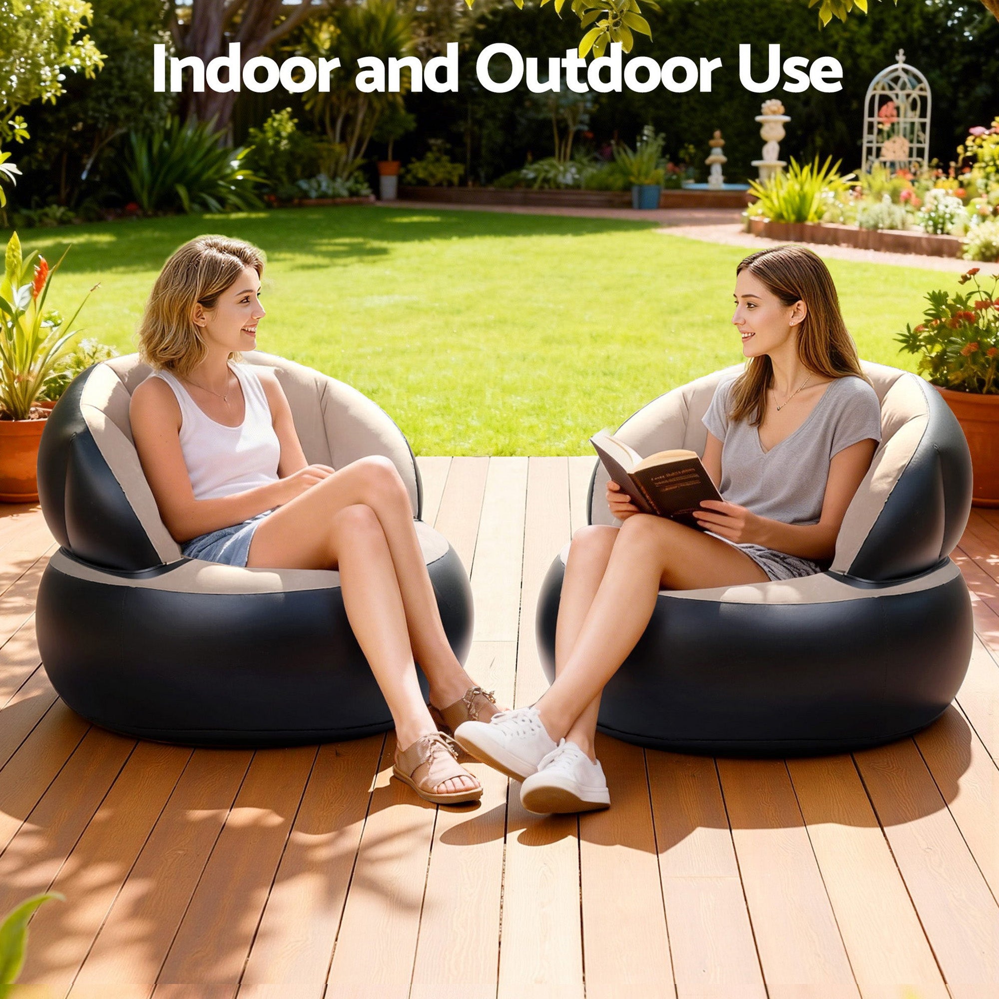Gardeon Inflatable Chair Blow Up Folding Air Foldable Outdoor Free Delivery
