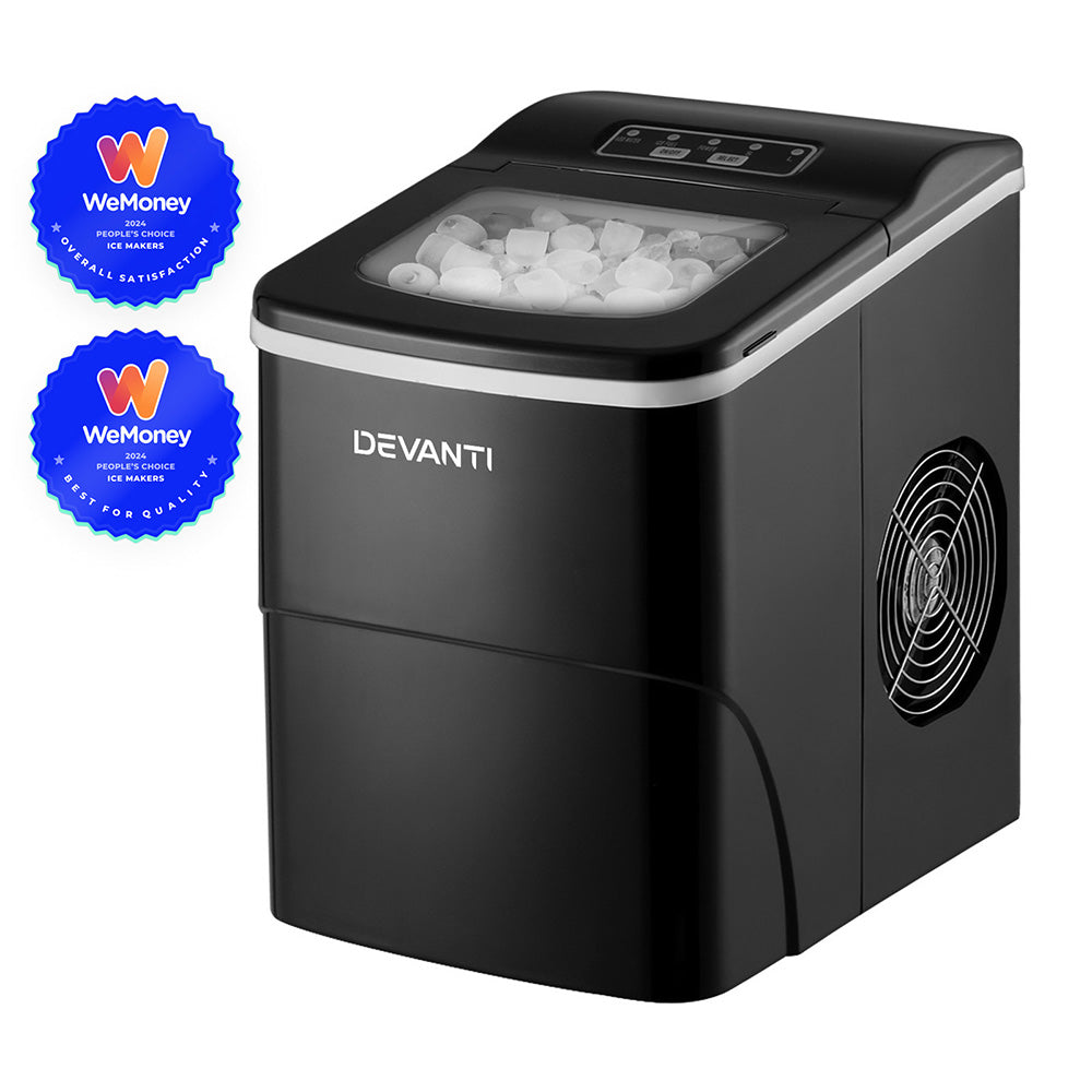 Devanti Portable Ice Cube Maker Machine 2L Home Bar Benchtop Easy Quick Black