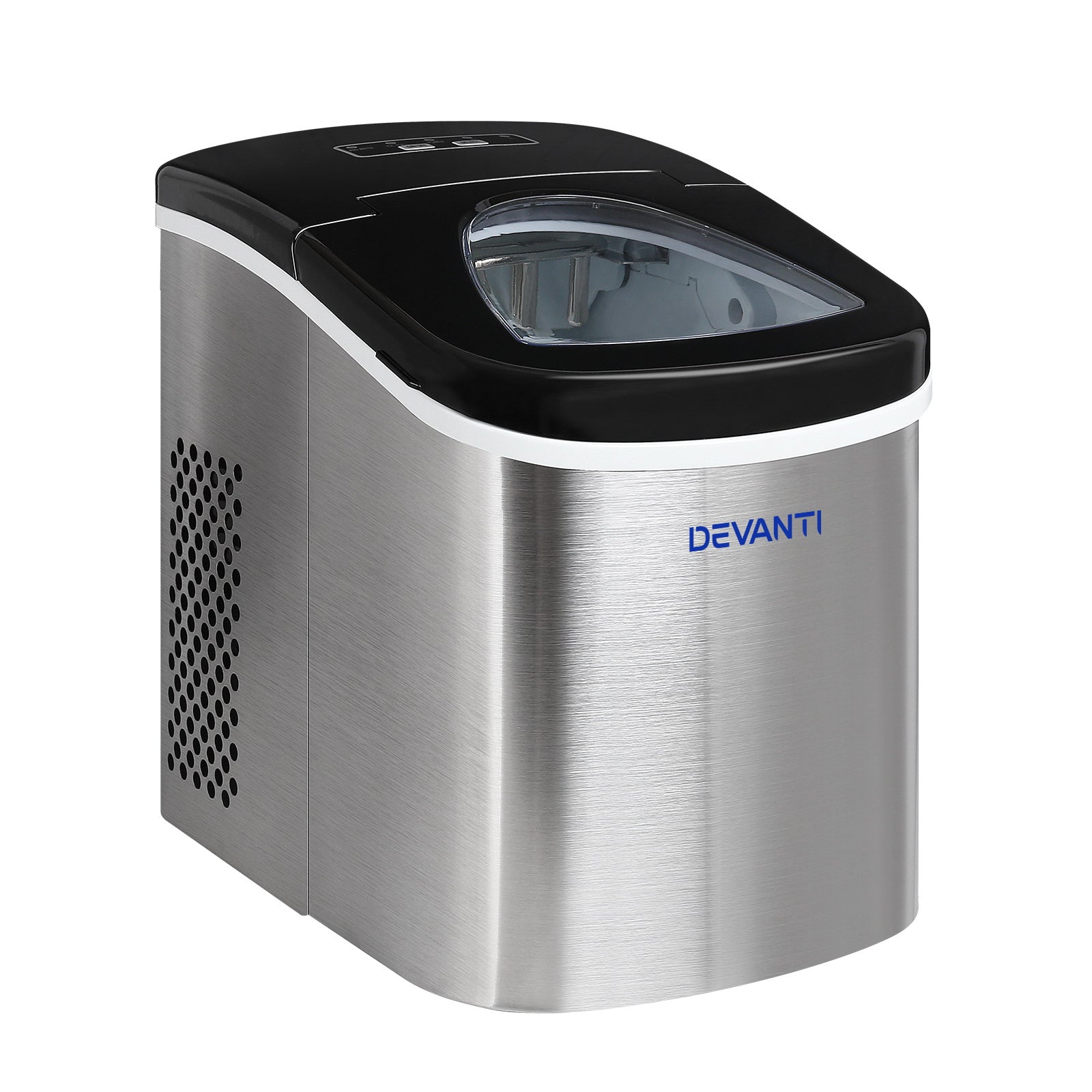 Devanti Ice Maker Machine Commercial Portable Ice Cube Nugget Tray Stainless Steel 2.4L