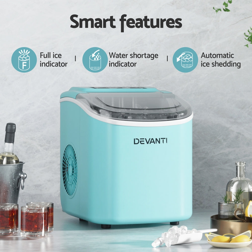 Devanti 12kg Ice Maker Machine w/Self Cleaning Green