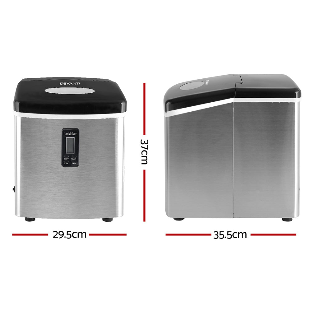 Devanti Ice Maker Machine Commercial Stainless Steel Portable Ice Cube Tray 3.2L