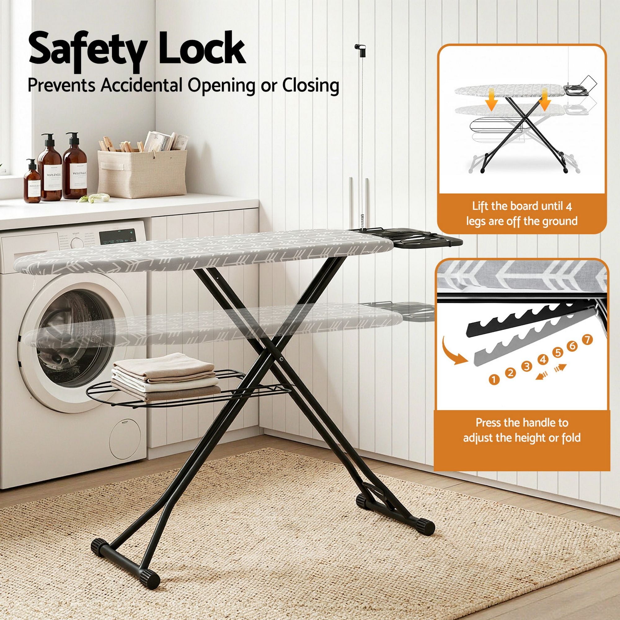 Artiss Foldable Ironing Board with Iron Rest Ironing Board for Laundry Room