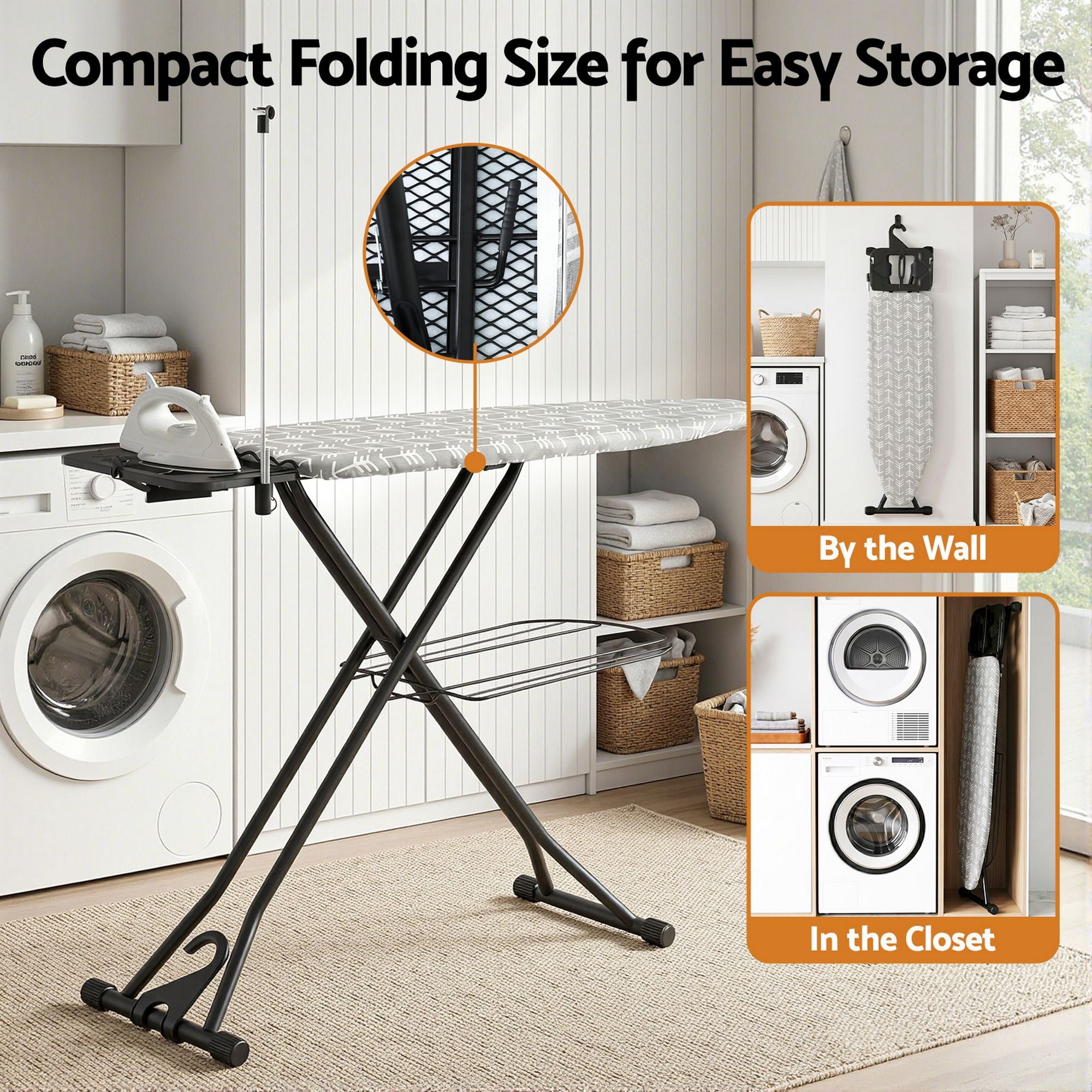 Artiss Foldable Ironing Board with Iron Rest Ironing Board for Laundry Room