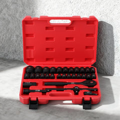 Giantz 30Pc 1/2" Drive Socket Set Cr-V Steel 8-32mm Workshop Repair