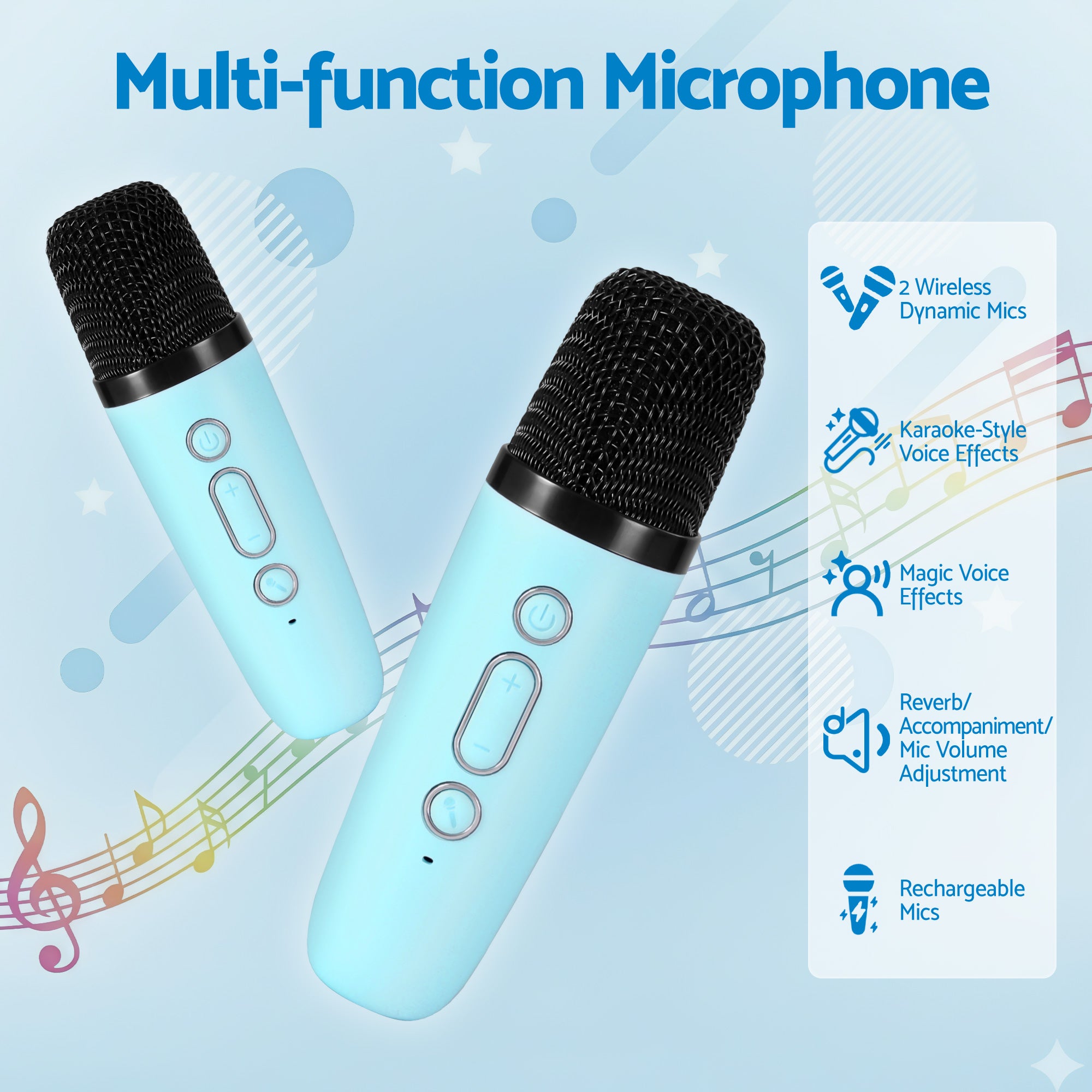 Alpha Mini Portable Karaoke Machine for Adults Kids with 2 Wireless Microphones - Free Delivery